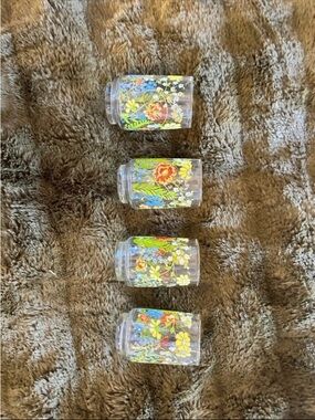 Floral Pattern Clear Glass Tumblers - Set of 4